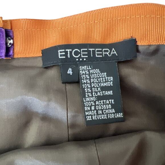 Etcetera Womens Wool Blend Scallop Hem Skirt Size 4 Embroidered Pencil - Picture 3 of 8